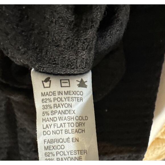 Paper Crane Shirt Medium Waffle Knit Drawstring Neck Waffle Long Sleeve Black - Picture 7 of 7